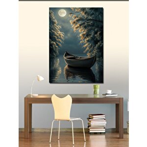 Kanvas Tablo Dolunay Ve Ahşap Tekne 70x100 cm