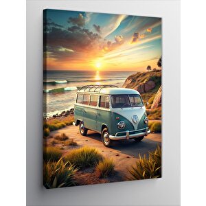 Kanvas Tablo Retro Minibüs Ve Sahil