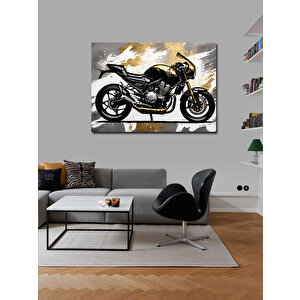 Kanvas Tablo Siyah Beyaz Motosiklet 100x140 cm