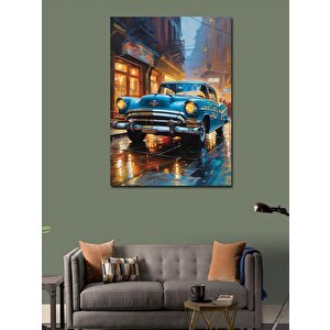 Kanvas Tablo Retro Klasik Mavi Araba 100x140 cm