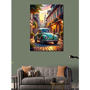 Kanvas Tablo Retro Kaplumbağa Araba 100x140 cm