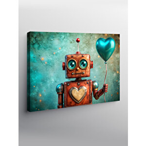 Kanvas Tablo Balon Tutan Sevimli Robot
