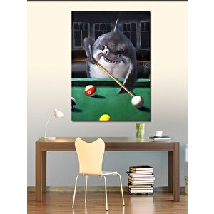 Kanvas Tablo Bilardo Oynayan Köpekbalığı