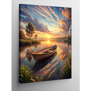 Kanvas Tablo Sandal Ve Göl Manzarası 100x140 cm