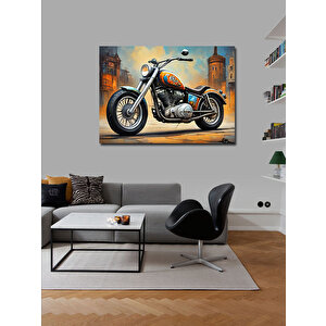 Kanvas Tablo Turuncu Chopper Motosiklet