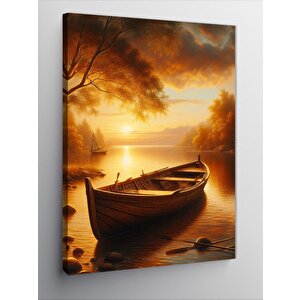 Kanvas Tablo Gün Batımı Ve Kayık 100x140 cm
