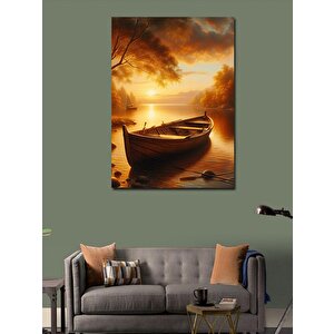 Kanvas Tablo Gün Batımı Ve Kayık 100x140 cm