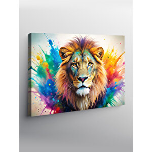 Kanvas Tablo Renkli Aslan 100x140 cm