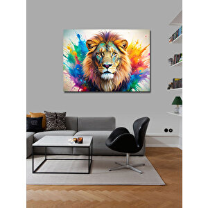 Kanvas Tablo Renkli Aslan 100x140 cm