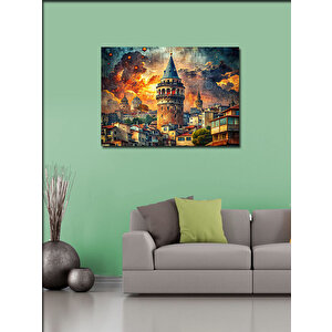 Kanvas Tablo Gün Batımı Ve Galata Kulesi 70x100 cm