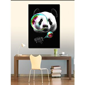 Kanvas Tablo Baloncuk Üfleyen Panda