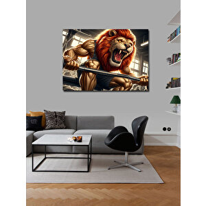 Kanvas Tablo Kaslı Aslan Gym Temalı 70x100 cm