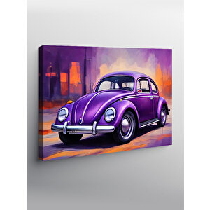 Kanvas Tablo Retro Mor Kaplumbağa Araba 100x140 cm
