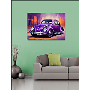 Kanvas Tablo Retro Mor Kaplumbağa Araba 100x140 cm