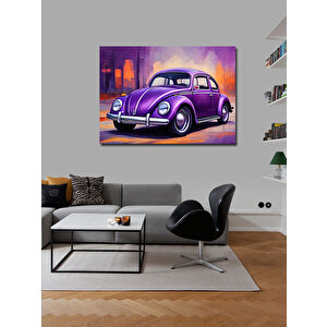 Kanvas Tablo Retro Mor Kaplumbağa Araba 100x140 cm