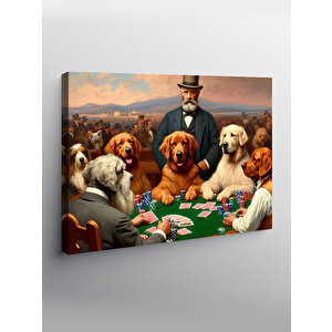 Kanvas Tablo Kart Oynayan Köpekler 100x140 cm