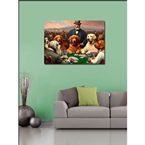 Kanvas Tablo Kart Oynayan Köpekler 100x140 cm