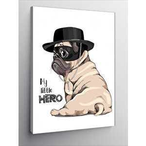 Kanvas Tablo Şapkalı Sevimli Pug Köpek 70x100 cm