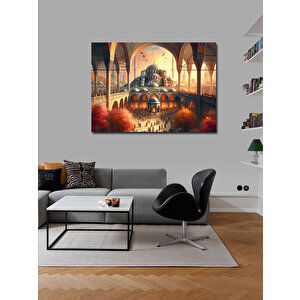 Kanvas Tablo Cami Manzarası Ve İbadet Eden İnsanlar 100x140 cm