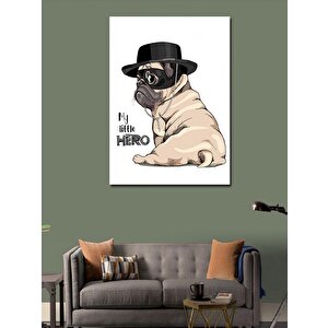 Kanvas Tablo Şapkalı Sevimli Pug Köpek