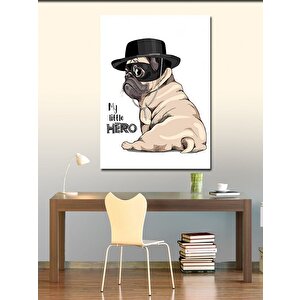 Kanvas Tablo Şapkalı Sevimli Pug Köpek