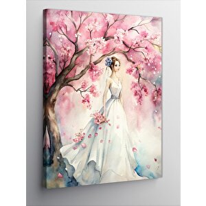 Kanvas Tablo Pembe Ağaç Ve Kadın 100x140 cm