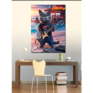 Kanvas Tablo Gitar Çalan Kedi