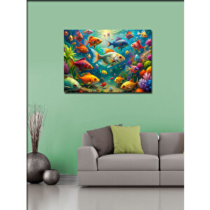 Kanvas Tablo Sudaki Balıklar 100x140 cm