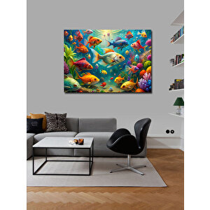 Kanvas Tablo Sudaki Balıklar 100x140 cm