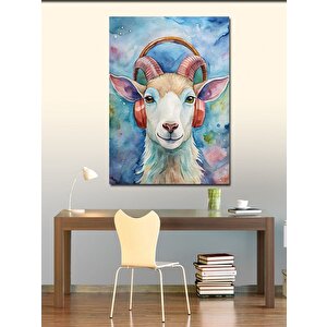 Kanvas Tablo Müzik Dinleyen Keçi 70x100 cm