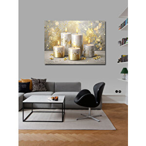 Kanvas Tablo Beyaz Mumlar 100x140 cm