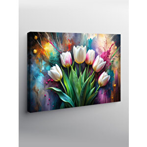 Kanvas Tablo Beyaz Laleler 100x140 cm