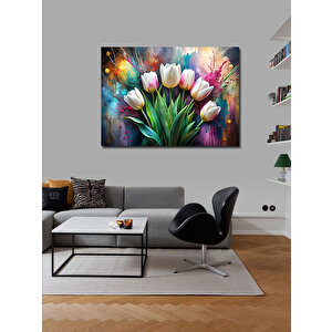 Kanvas Tablo Beyaz Laleler 100x140 cm