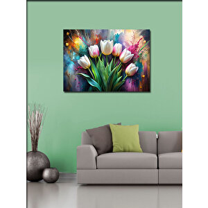 Kanvas Tablo Beyaz Laleler 70x100 cm