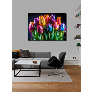 Kanvas Tablo Renkli Laleler 70x100 cm