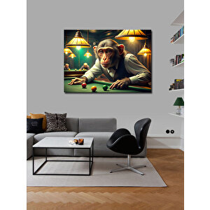 Kanvas Tablo Bilardo Oynayan Maymun 70x100 cm