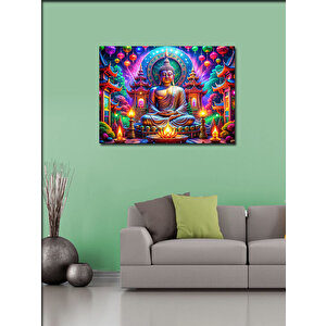 Kanvas Tablo Mumlar Ve Buda Heykeli 100x140 cm