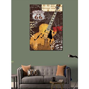 Kanvas Tablo Jazz Temalı Elektro Gitar 100x140 cm