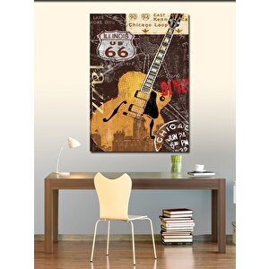 Kanvas Tablo Jazz Temalı Elektro Gitar 100x140 cm