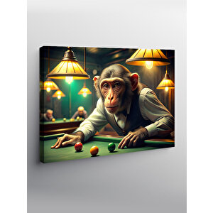 Kanvas Tablo Bilardo Oynayan Maymun