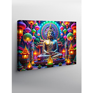 Kanvas Tablo Mum Işıkları Ve Buda Heykeli 100x140 cm
