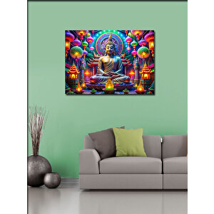 Kanvas Tablo Mum Işıkları Ve Buda Heykeli 100x140 cm
