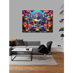 Kanvas Tablo Mum Işıkları Ve Buda Heykeli 100x140 cm