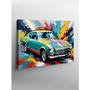 Kanvas Tablo Renkli Fon Klasik Araba 70x100 cm