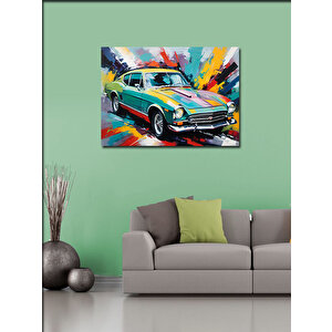 Kanvas Tablo Renkli Fon Klasik Araba 70x100 cm