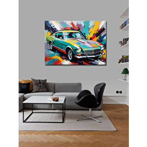 Kanvas Tablo Renkli Fon Klasik Araba 70x100 cm