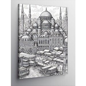 Kanvas Tablo Siyah Beyaz Tarihi Cami