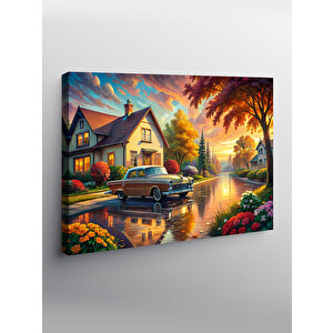 Kanvas Tablo Ağaçlar Ve Müstakil Ev 70x100 cm