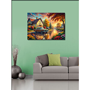 Kanvas Tablo Ağaçlar Ve Müstakil Ev 70x100 cm