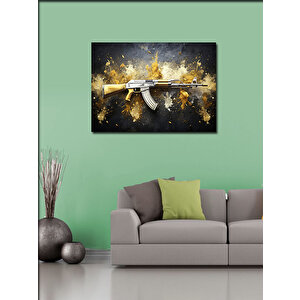 Kanvas Tablo Ak-47 Gold Renk 70x100 cm